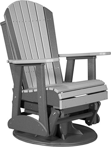 Furniture Barn USA Outdoor Adirondack Swivel Glider Chair - Dove Gray and Slate Poly Lumber - Recycled Plastic