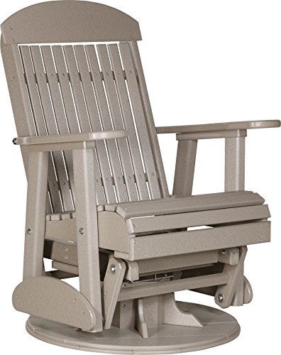 Furniture Barn USA Outdoor High Back Swivel Glider Chair - Weatherwood Poly Lumber - Recycled Plastic
