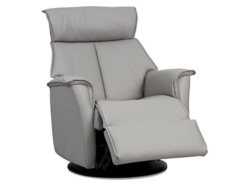 IMG Boss Large RM 387 Leather Relaxer Recliner Swivel Glider Chair - Power Recline Trend Cinder Grey Leather wUSB -
