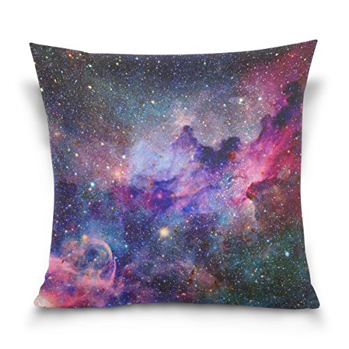 ALAZA Double Sided Colorful Galaxy Majestic Universe Cotton Velvet Square Pillow Slipcovers 20x20 Inch Decorative for Chair Auto Seat