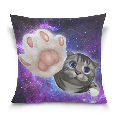 ALAZA Double Sided Watercolor Cat Cotton Velvet Square Pillow Slipcovers 20x20 Inch Decorative for Chair Auto Seat