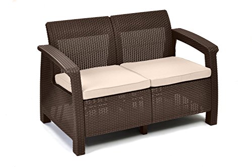 Premium Patio Chairs Loveseat Modern Outdoor Wicker Country Loveseats Resin Brown Chair Bench With Comfortable