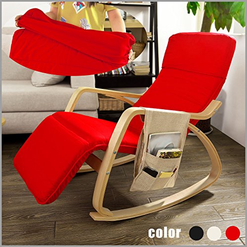 Sobuy Comfortable Relax Rocking Chair With Foot Rest Design Lounge Chair Recliners Poly-cotton Fabric Cushion
