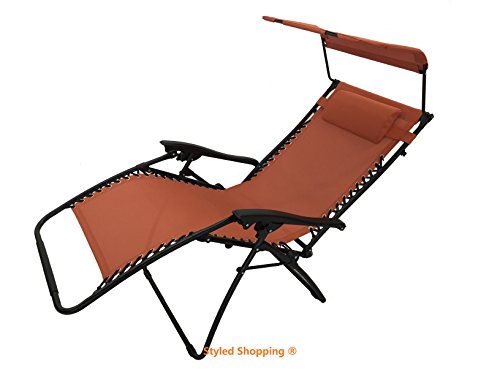 Deluxe Oversized Extra Large Zero Gravity Chair With Canopy  Tray - Terra Cotta