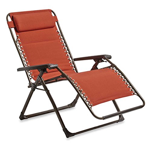 Outdoor Deluxe Oversized Padded Adjustable Zero Gravity Lounge Patio Deck Chair Multi-positional Rust-resistant