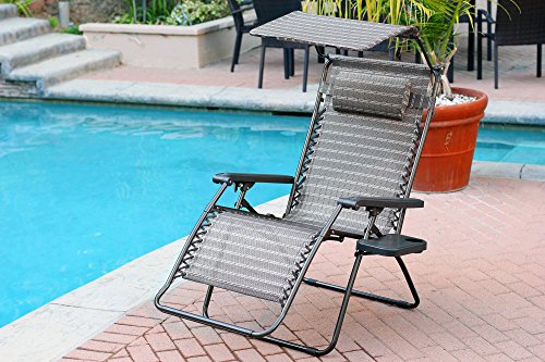 Set Of 2 Oversized Zero Gravity Chair With Sunshade And Drink Tray - Black And Tan