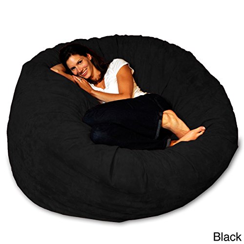 5-foot Memory Foam Bean Bag Chair Black Micro Suede