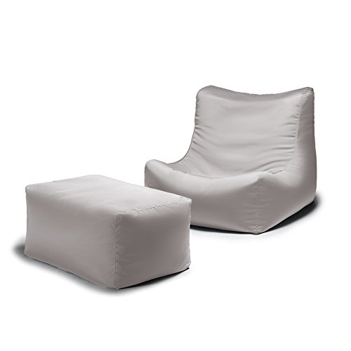 Jaxx Ponce Outdoor Bean Bag Lounge Chair & Leon Ottoman, Pearl