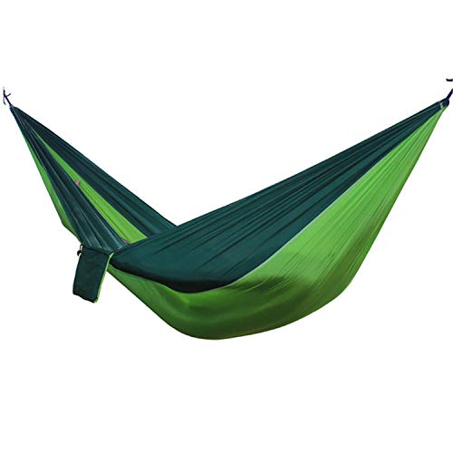 ZYLASTORE Portable Hammock Double Person Camping Survival Garden Swing Hanging Sleeping Chair Sleeping Travel Swing Parachute HammocksFruit Dark Green