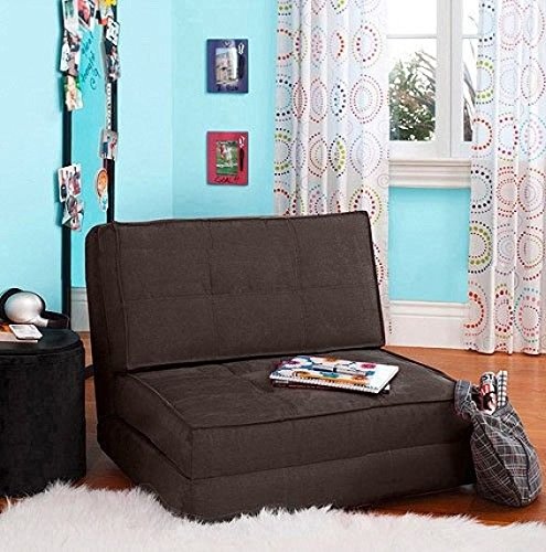 Your Zone - Flip Chair Convertible Sleeper Dorm Bed Couch Lounger Sofa Multi Color New Brown