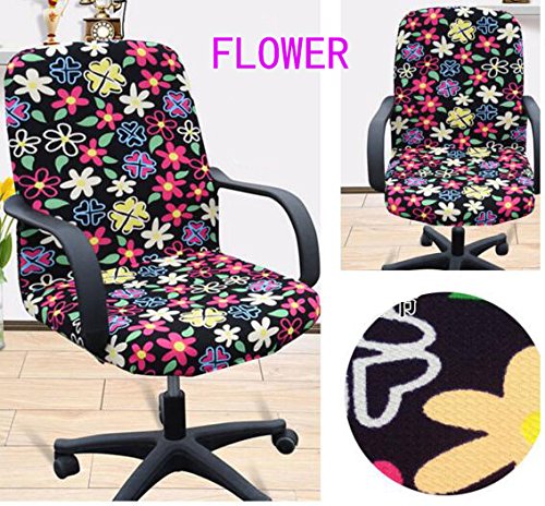 Shihualinetm Slipcovers Cloth Chair Pads Removable Office Desk Cover Stretch Cushion Resilient Fabric Flowers