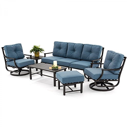 Audubon 6 Piece Aluminum Patio Seating Set With Swivel Rocker Club Chairs And Sofa By Lakeview Outdoor Designs