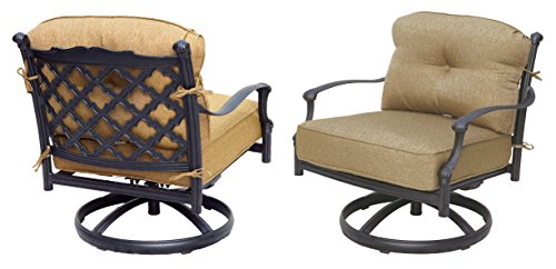 Darlee Camino Real Cast Aluminum Swivel Rocker Club Chair With Seat And Back Cushion, Set Of 2, Antique Bronze