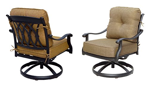 Darlee San Marcos Cast Aluminum Swivel Rocker Club Chair With Seat And Back Cushion, Set Of 2, Antique Bronze