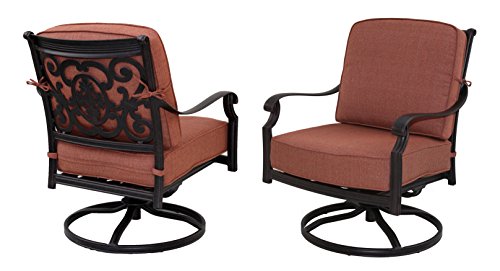 Darlee St Cruz Cast Aluminum Swivel Rocker Club Chair With Seat And Back Cushion Set Of 2 Antique Bronze Finish