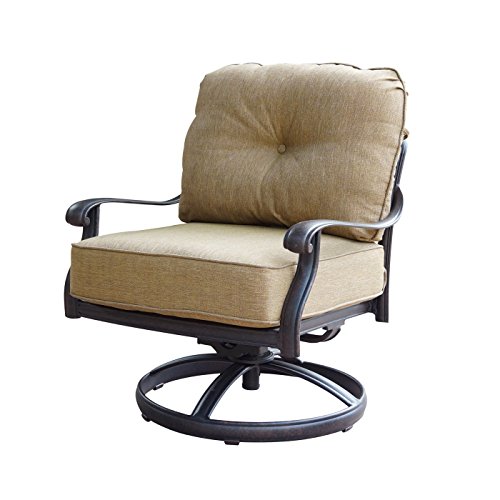 Elizabeth Cast Aluminum Powder Coated 2 Swivel Rocker Club Chairs - Antique Bronze