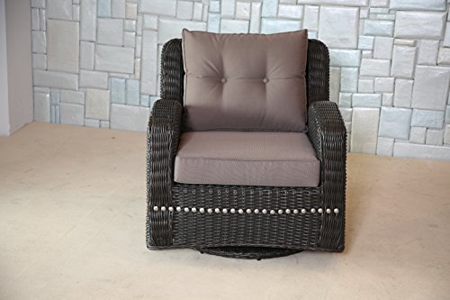 Mishka Collection Ww0168 Wicker Swivel Club Chair With Cushion Brown