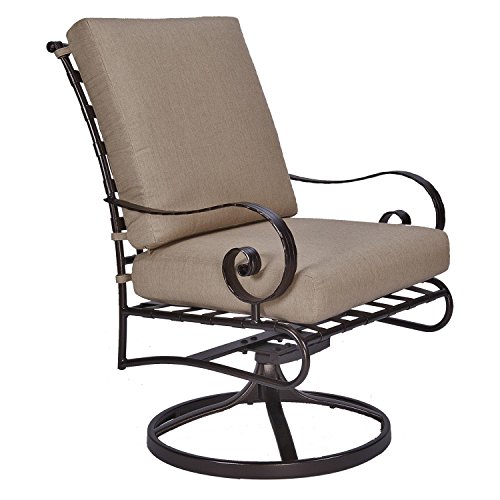 Ow Lee Classico-w Club Dining Swivel Rocker Arm Chair In Copper Canyon Finish, Zara Linden Fabric