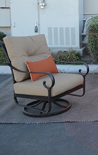 Santa Anita Outdoor Patio Set Of 4 Swivel Rocker Club Chairs Dark Bronze Cast Aluminum Sunbrella Cushions
