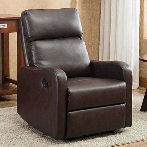 CANMOV Recliner Chair Manual Leather Single Seat Home Theater Seating Reclining Chair Brown01