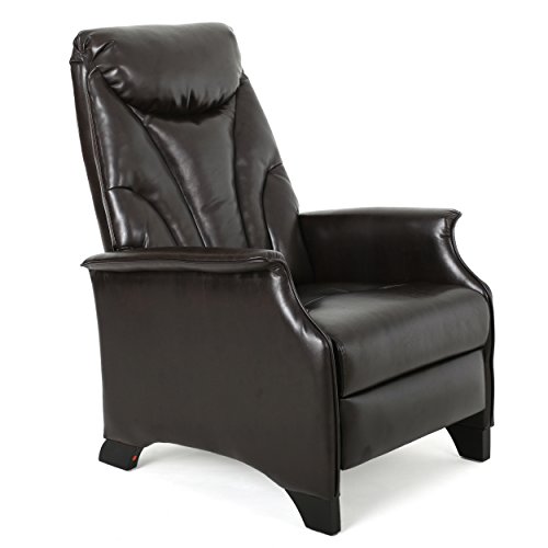 Christopher Knight Home Atlantic Stitched Bonded Leather Recliner Club Chair Dark Brown