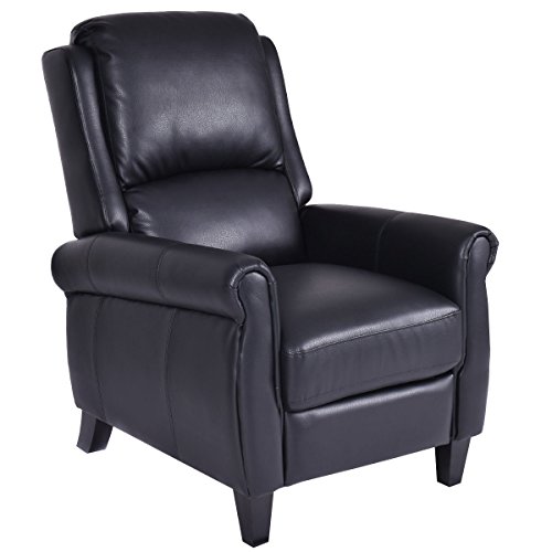 Giantex PU Leather Recliner Chair Push Back Club Living Room Seat Furniture wFootrest Black