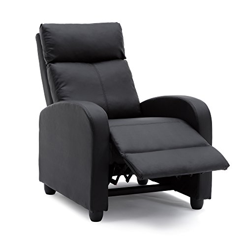 Recliner Chair Modern PU Leather Living Room Single Chairs Sofa Seat Black