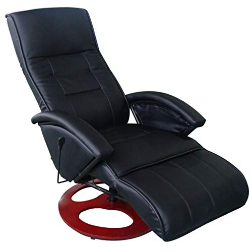 vidaXL Electric Faux Leather Recliner Chair and Swivel Gaming Massage Chair with Wrapped Base Remote Control Swivel Seat，10 Massage Functions Black