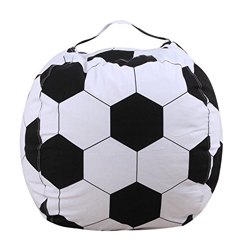 JIAN YA NA Stuffed Animal Storage Bean Bag World Cup Sports Pattern Kids Toy Storage Bag Chair Perfect Storage Solution for Blankets Pillows Towels Clothes Soccer 18 inch