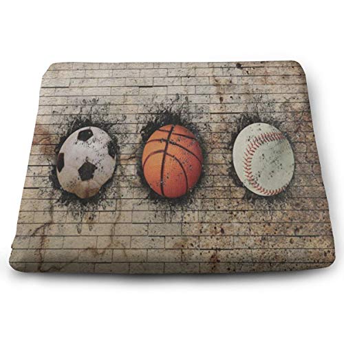 Ladninag Seat Cushion Vintage 3D Basketball Baseball Soccer Chair Cushion Amazing Offices Butt Chair Pads for Indoor
