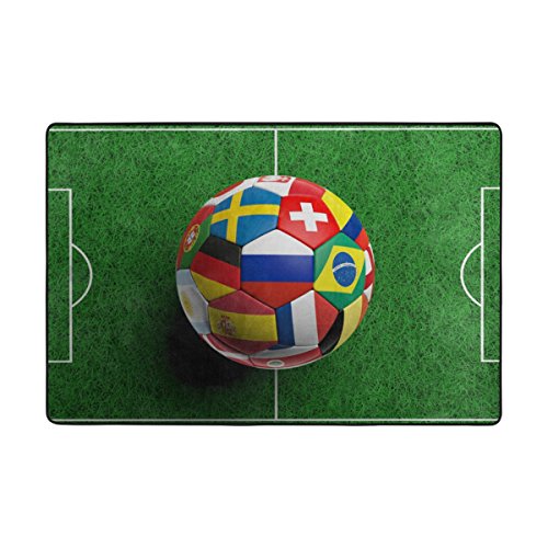 TSWEETHOME Doormat Area Rugs Outdoor Inside Welcome Mats with World Cup Flag Soccer for Chair Mat and Decorative Floor Mat 36 x 24 in 72 x 48 in