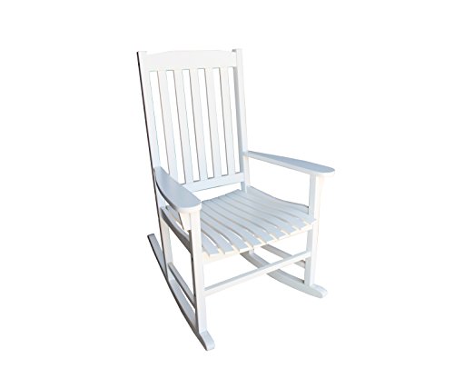 Amayo Home Solid Eucalyptus Rocking Chairs in White Color Durable and Weather Resistant Rocker Comfortably Relax Chair in Garden Porch Pool