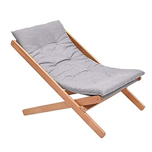 Gray Recliners Comfortable Wooden Relax Chair Folding Summer Siesta Bed Balcony Leisure Bamboo Study Foldable Bed