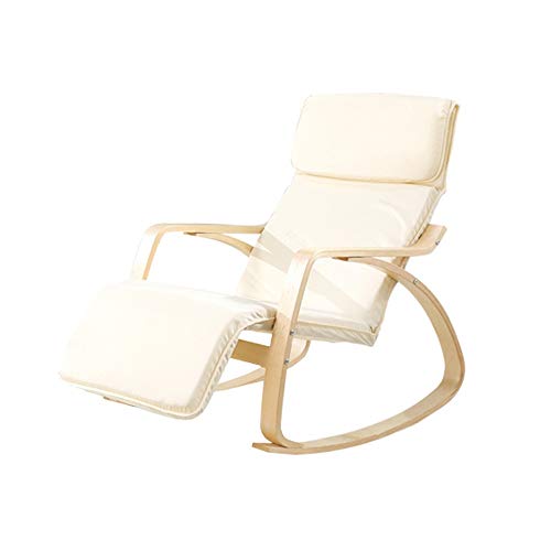 TAESOUW-Home Relax Rocking Chair Lounge Chair Relax Chair with Soft Cushion Footrest Color  White Size  90x90x678cm