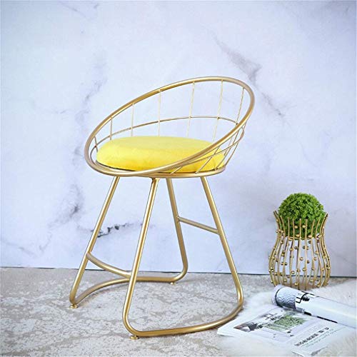 CWJ Home Furniture Barstools Portable Iron Makeup Stool Dressing ChairBedroom Soft Bag Backrest ChairLiving Room Table Stool Casual High ChairF45CM