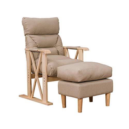 Deck Chair Recliner Dining Chair Backrest Armchair Dressing Table Computer Chair Living Room Bedroom Balcony Reading Chair Pregnant Woman Sofa Chair Sun Lounger Color  Khaki Size  AFootstool