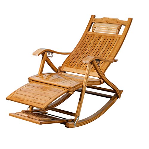 Folding Lounge Chair Rocking Chair Garden Beach Outdoor Recliner Lunch Break Chair Living Room Bedroom Recliner with Armrests Backrest Chair