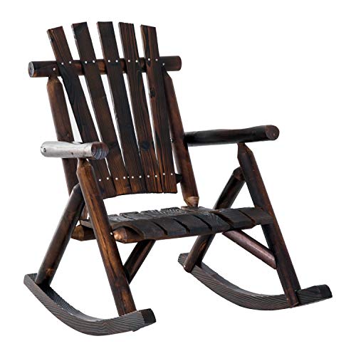 Tidyard Rustic Rocking Chair Wooden Porch Rocker Adirondack Fir Wood Leisure Reclining Chair for Living Room Garden Patio Indoor Outdoor Furniture 3825 x 255 x 395 Inches D x W x H