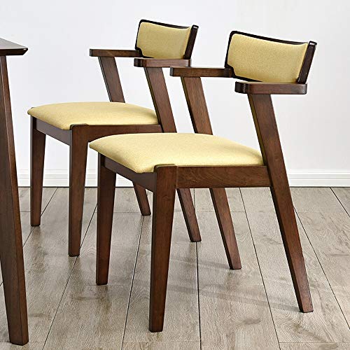Wecnday-Home Patio Dining Chairs Living Room Chair Solid Wood Dining Chair Modern Minimalist Nordic Backrest Desk Desk Chair 2 Sets Dining Chair Dining Room Color  Yellow Size  48x50x65cm