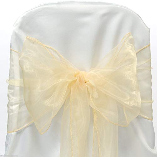 VDS - 10 PCS Elegant Organza Chair Bow Sashes Bows Ribbon Tie Back sash for Wedding Party Banquet Decor - Cream
