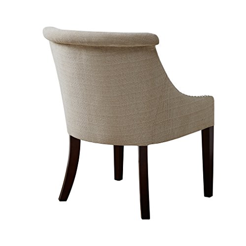 Madison Park Caitlyn Accent Chairs - Hardwood Birch Wood Faux Linen Living Room Chairs - Cream Beige Modern Contemporary Style Living Room Sofa Furniture - 1 Piece Rolled Back Bedroom Chairs Seats