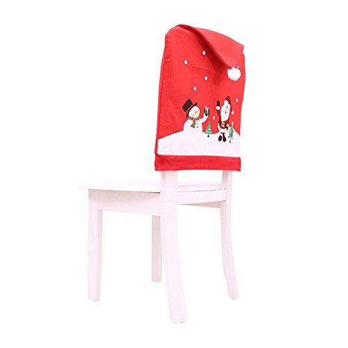 Futureshine Christmas Decoration Chair CoverRed Christmas Chair Back Covers DecorationsSanta Snowman Chair Cover for Hotel Restaurant Festive Decoration Accessories