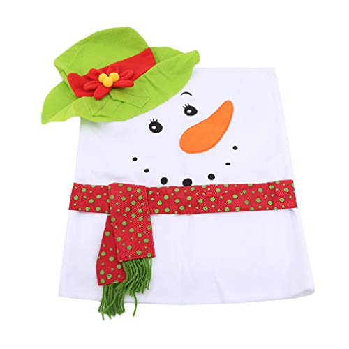 GUAngqi Snowman Chair Back CoversChristmas Ornaments Christmas Chair CoversGreen hat Women