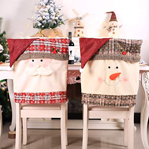 Hoocozi 2PCS Christmas Chair Covers Santa Claus Snowman Dining Chair Cover Home Xmas Party Decoration Chair Back Decoration