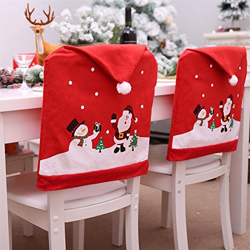 settlede Universal Christmas Santa Snowman Chair Cover Non-Woven Dining Chair Cover for Hotel Restaurant Festival Arrangement Dress Up Supplies Christmas Decorations