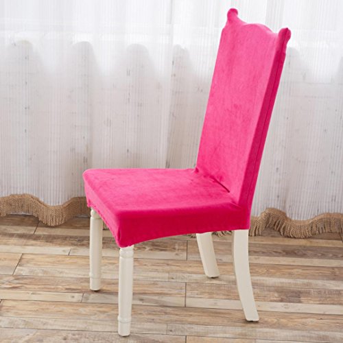 AMATM Stretch Removable Washable Hotel Dining Room Wedding Party Banquet Short Chair Cover Protector Seat Slipcover Hot Pink