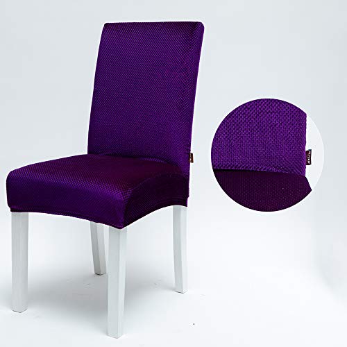 Jialiin Velvet Stretch Dining Chair Slipcovers - Spandex Plush Short Chair Covers Solid Large Dining Room Chair Protector Home Decor Purple 2
