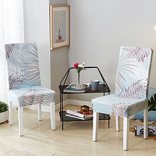 See Bello Dining Room Chair Covers Soft Stretch Spandex Seat Protector Short Removable Pattern Printed Slipcover for Hotel Ceremony Banquet Wedding Party Set of 2