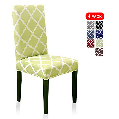 Stretch Dining Chair Covers Removable Washable Spandex Short Dining Room Chair Protector Seat Slipcovers for Banquet Dining Room Kitchen Hotel Table 4 Per Set Grass Green
