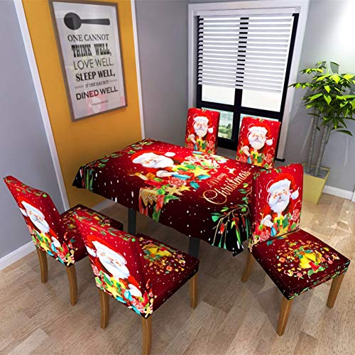 Sunshay Christmas ReusableTable Cloth Table Cover Stretch Short Chair Cover Elastic Slipcover Protector Cover Washable for Holiday Home Party Kitchen Dining Room Decoration